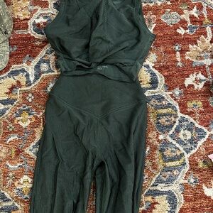 Aerie Dark Green Ribbed Jumpsuit